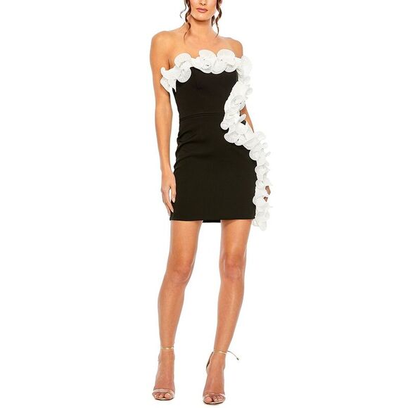 Mac Duggal WomensStrapless Ruffle Detail Mini Dress